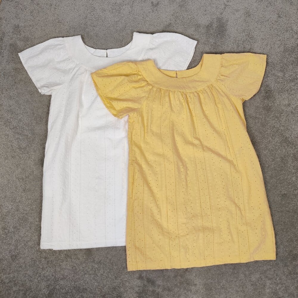 George Women's Set Of 2 Mini Dress Size M White Yellow Cotton Eyelet Boho Summer